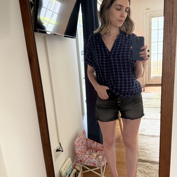 Madewell Blue Plaid Poplin Shirt - Picture 5 of 7